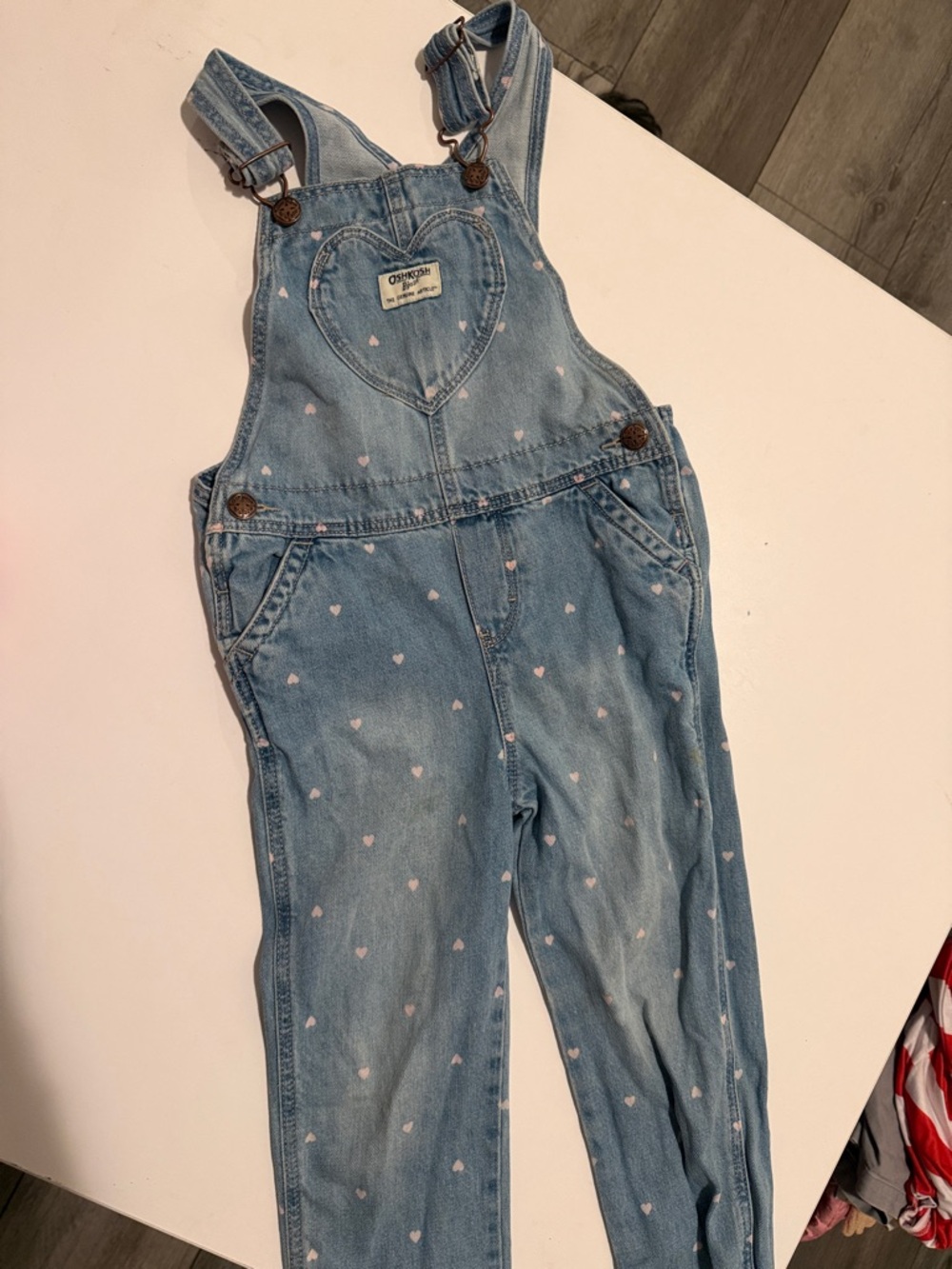 OshKosh B'gosh Light Blue Denim Heart Print Overalls